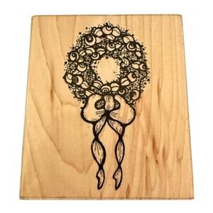 DOTS Q 144 Rose Bud Wreath Large Rubber Stamp